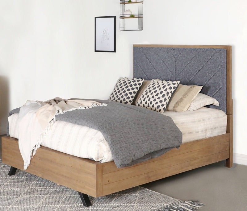 Taylor Light Honey Brown & Grey Eastern King Panel Bed