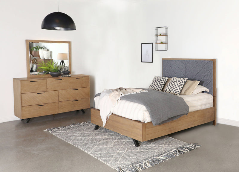 Taylor Light Honey Brown & Grey Eastern King Panel Bed