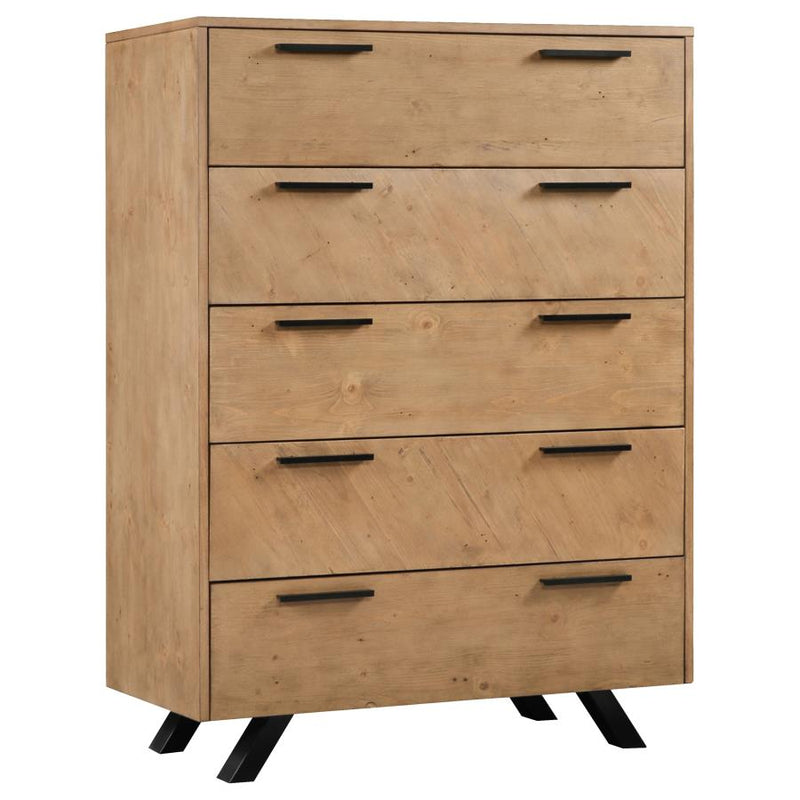 Taylor Light Honey Brown 5 Drawer Chest