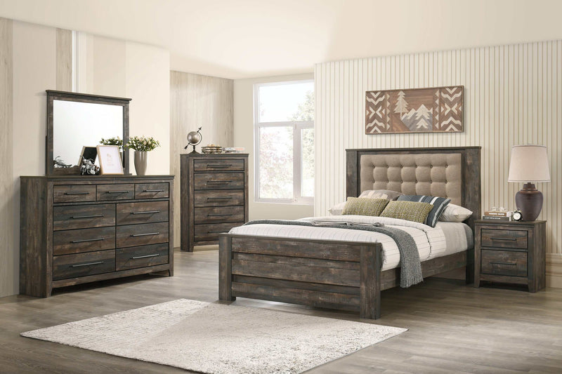 Ridgedale - Latte & Weathered Dark Brown - 4pc Queen Bedroom Set - Ornate Home