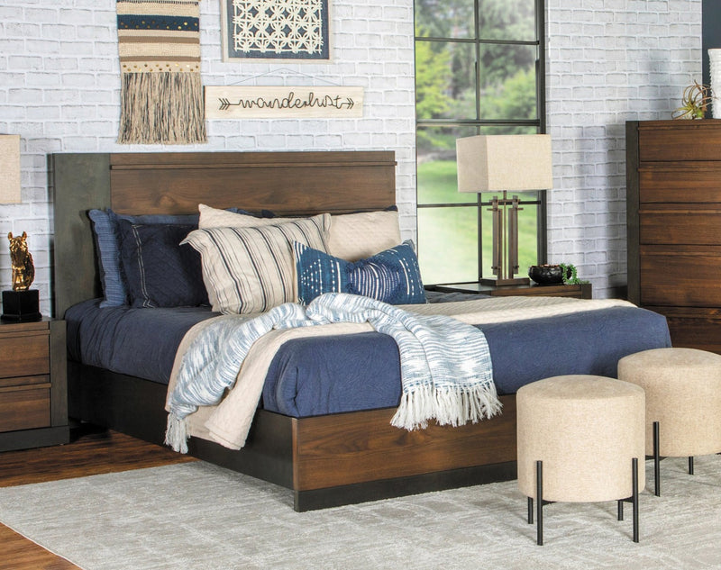 Azalia Black & Walnut Queen Bed