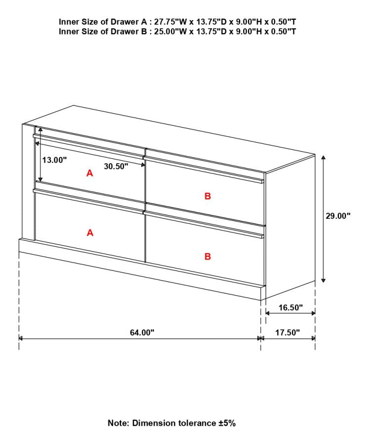 Azalia Black & Walnut Dresser