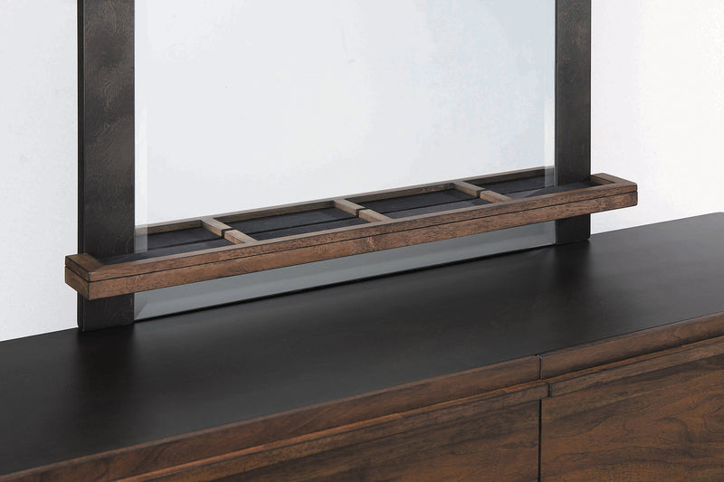 Azalia  Black & Walnut Mirror w/ Jewelry Tray