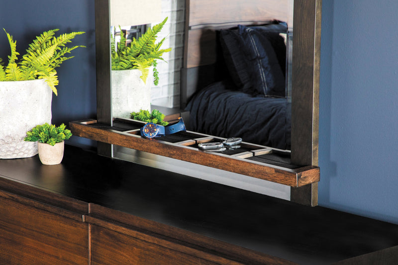 Azalia  Black & Walnut Mirror w/ Jewelry Tray