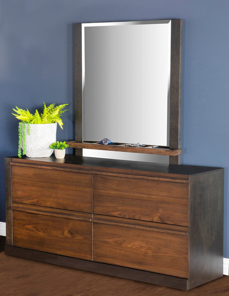 Azalia  Black & Walnut Mirror w/ Jewelry Tray