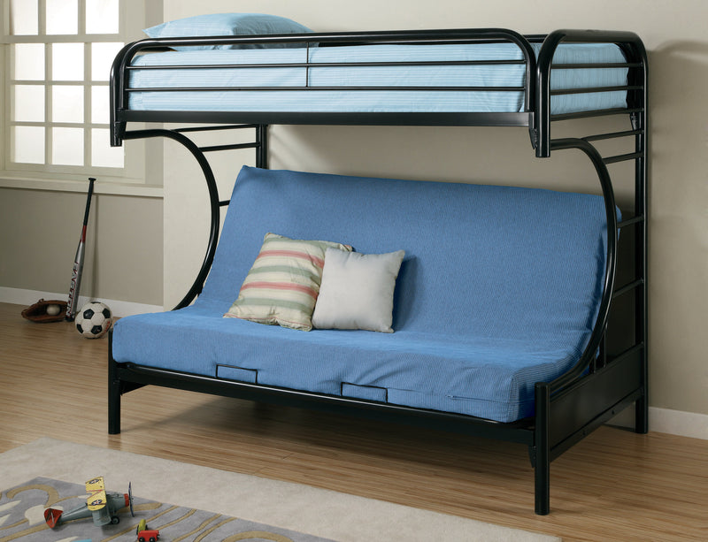 Montgomery Glossy Black Twin Over Futon Bunk Bed