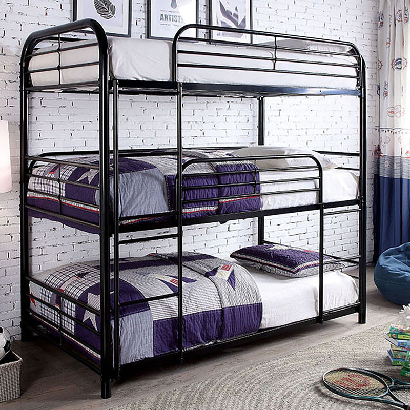 Opal Black Triple Twin Bunk Bed