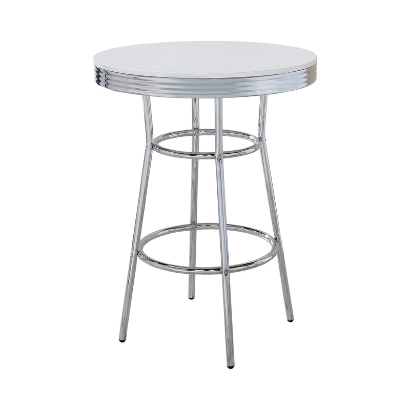 Cleveland - Chrome & Glossy White - Bar Table - Ornate Home