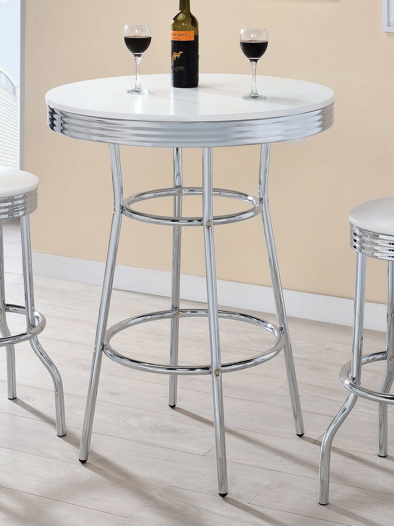 Cleveland - Chrome & Glossy White - Bar Table - Ornate Home