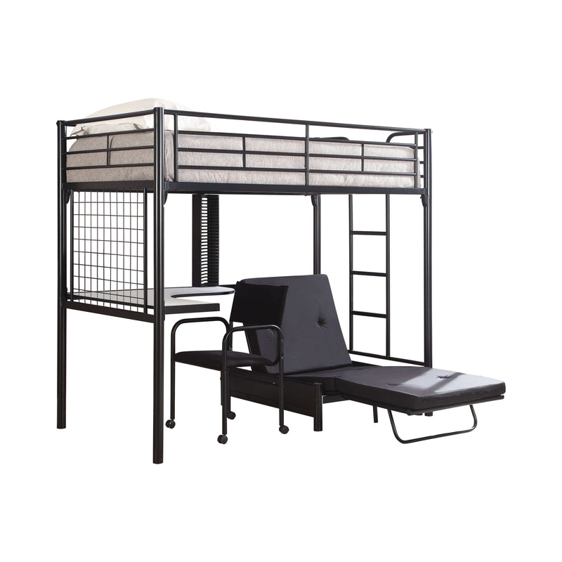 Jenner - Black - Twin Futon Workstation Loft Bed - Ornate Home