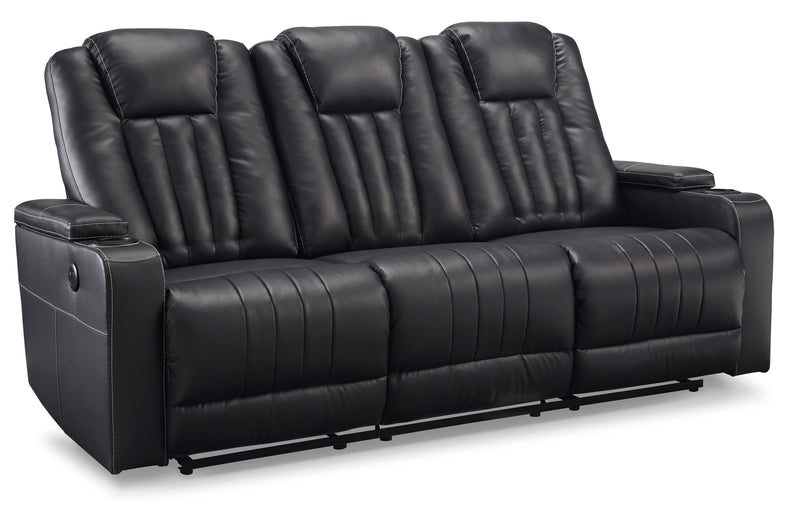 Center Point Black Reclining Sofa w/ Drop Down Table