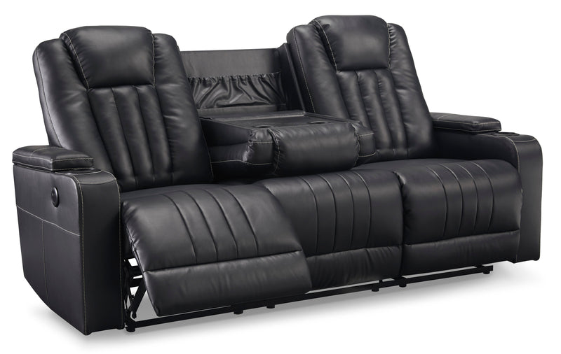 Center Point Black Reclining Sofa w/ Drop Down Table