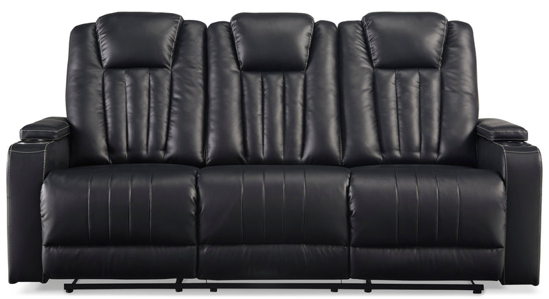 Center Point Black Reclining Sofa w/ Drop Down Table