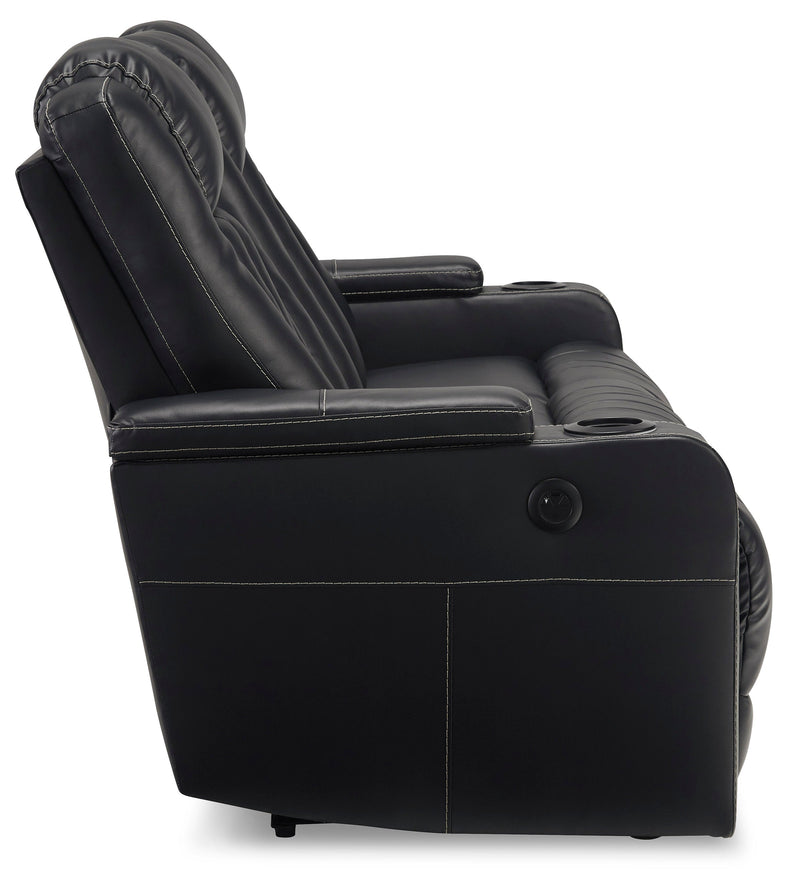 Center Point Black Reclining Loveseat w/ Console