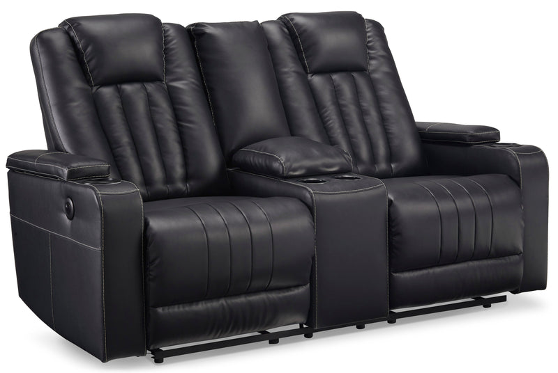 Center Point Black Reclining Loveseat w/ Console