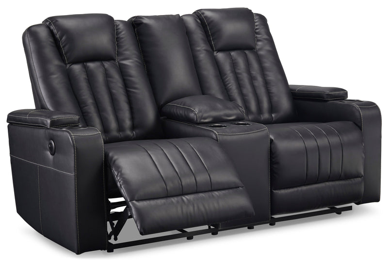 Center Point Black Reclining Loveseat w/ Console