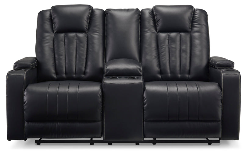 Center Point Black Reclining Loveseat w/ Console