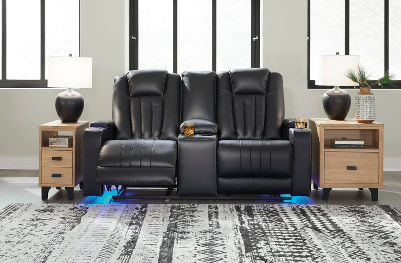 Center Point Black Reclining Loveseat w/ Console