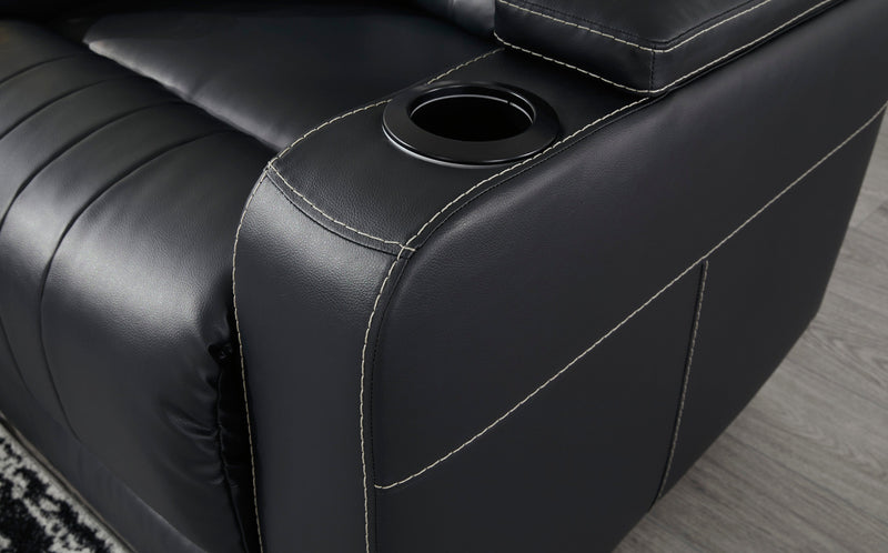 Center Point Black Reclining Sofa w/ Drop Down Table