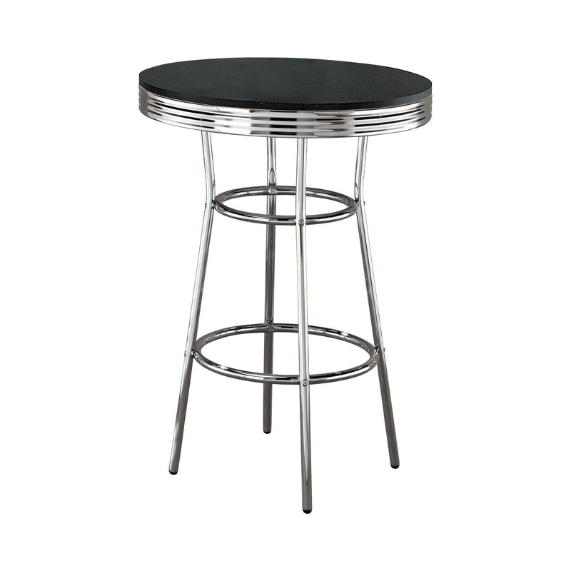 Cleveland - Black & Chrome - Round Bar Table - Ornate Home