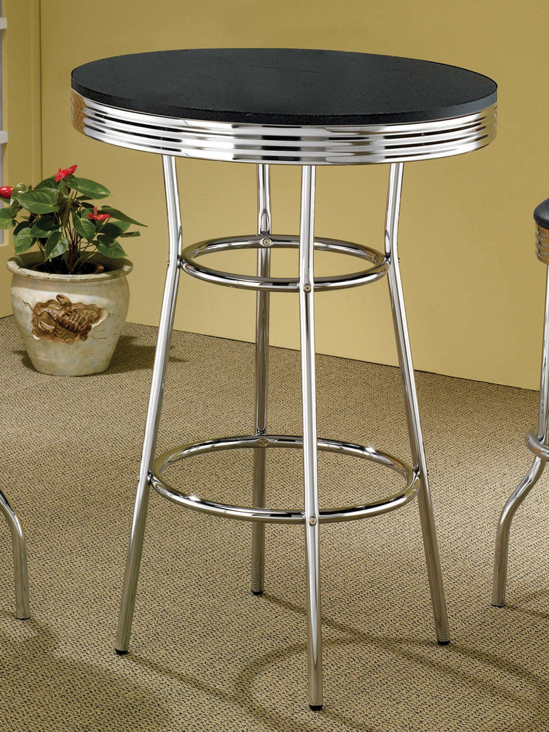 Cleveland - Black & Chrome - Round Bar Table - Ornate Home