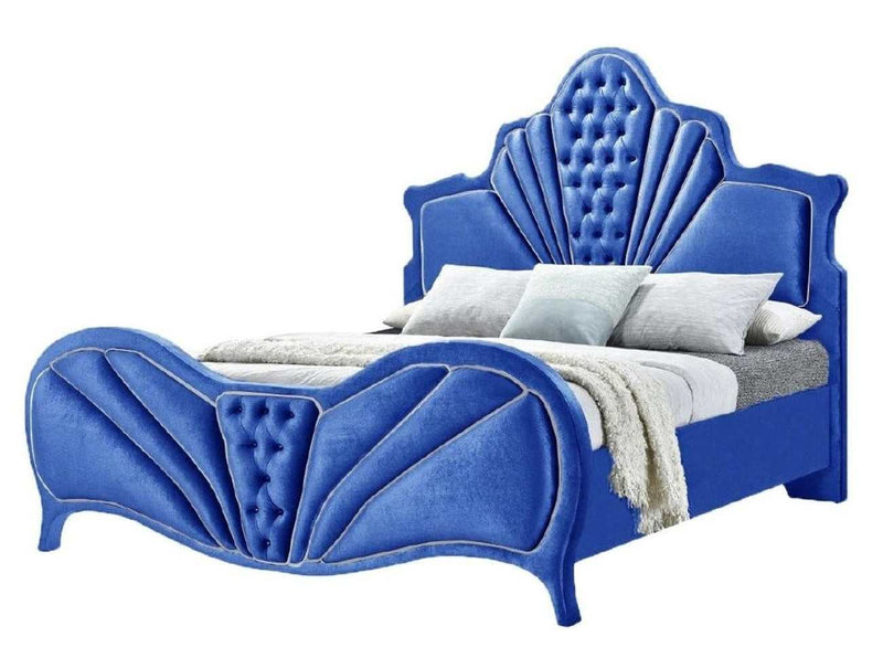 Dante - Blue Velvet - Eastern King Bed - Ornate Home