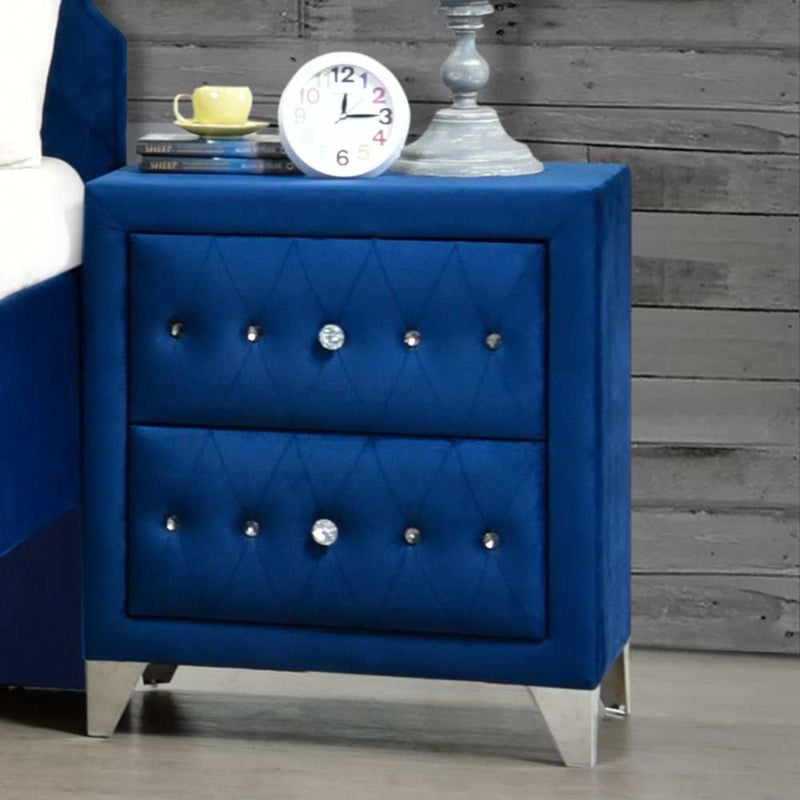 Dante - Blue Velvet - Nightstand - Ornate Home