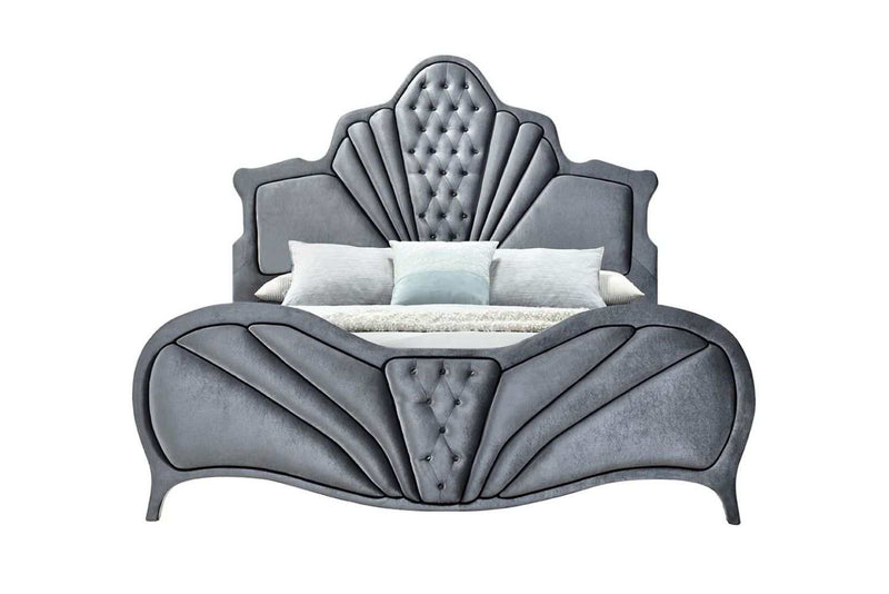 Dante - Gray Velvet - Eastern King Bed - Ornate Home