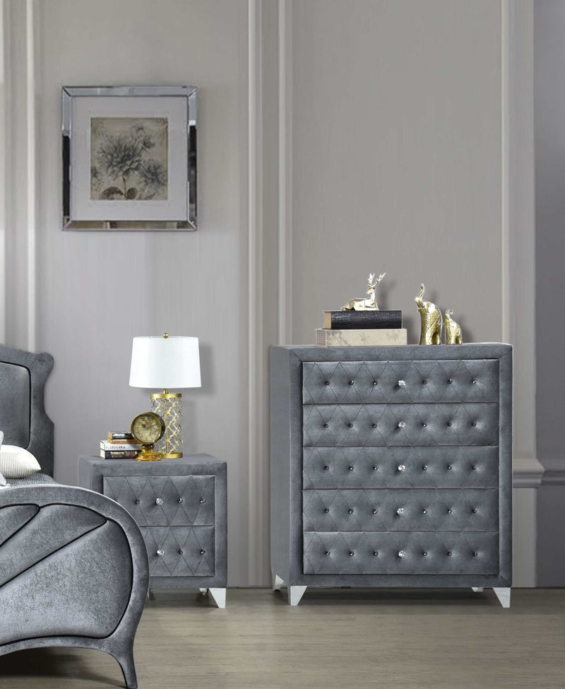 Dante - Gray Velvet - Chest - Ornate Home