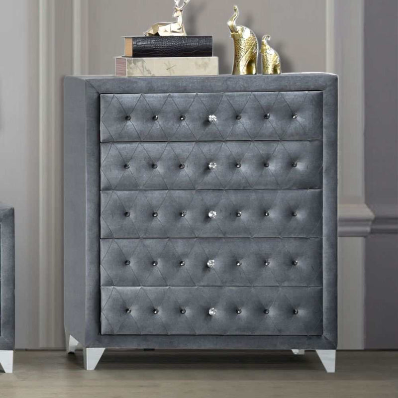 Dante - Gray Velvet - Chest - Ornate Home