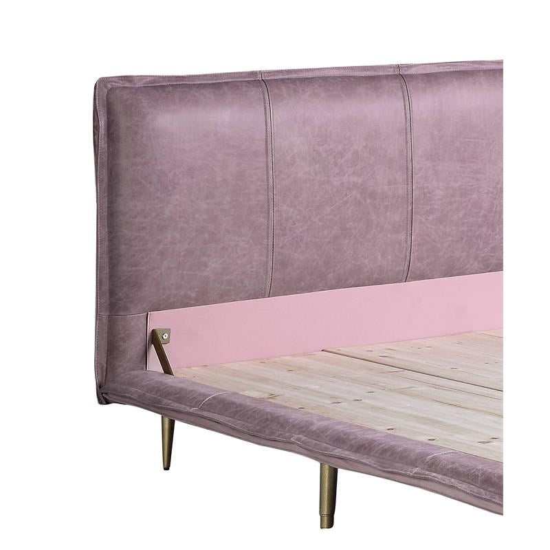 Metis - Pink Top Grain Leather UPH - Queen Platform Bed - Ornate Home