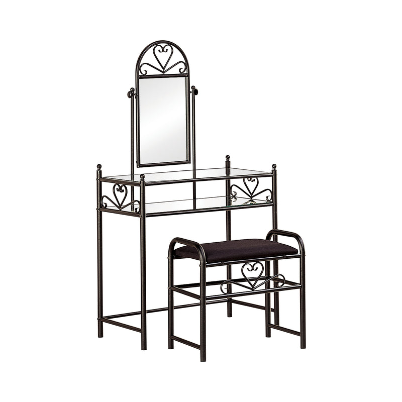 Agatha Black Vanity Set w/ Glass Top