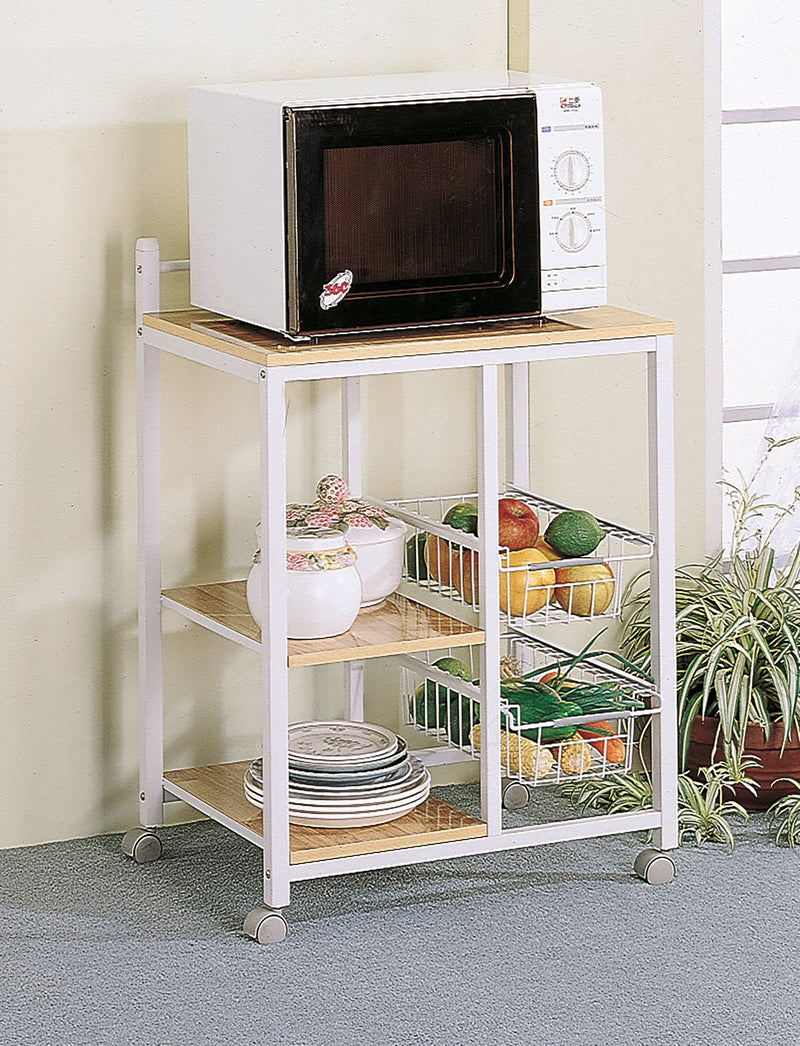 Amira - Natural Brown & White - Kitchen Cart - Ornate Home