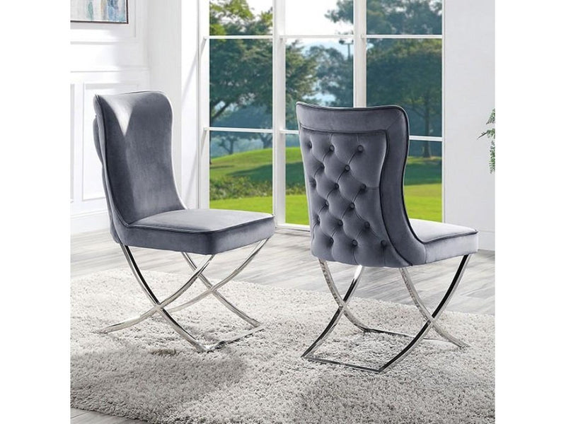 Wadenswil Chrome & Gray Side Chair (Set of 2)