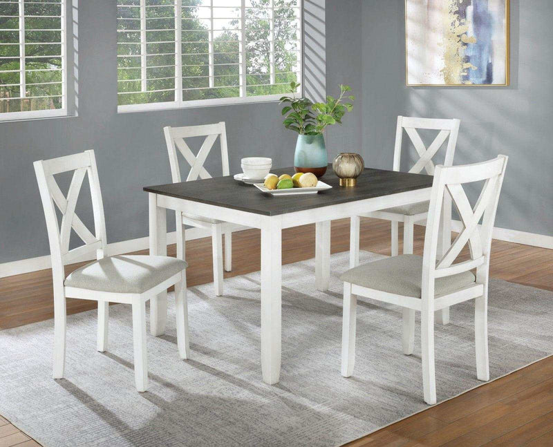 Anya - White & Gray - 5pc Dining Room Set - Ornate Home