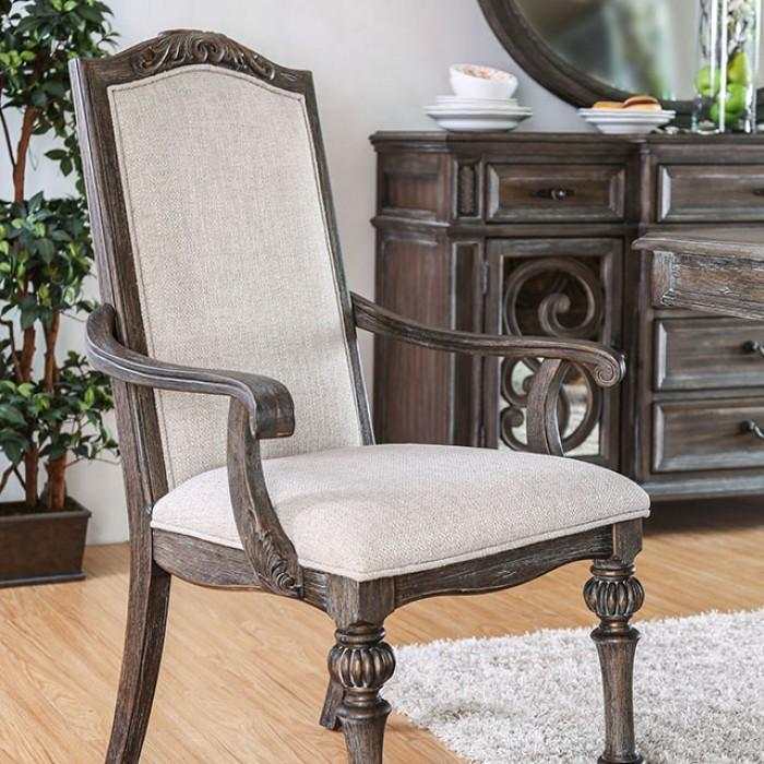 Arcadia - Rustic Brown & Ivory - Arm Chair (Set of 2) - Ornate Home