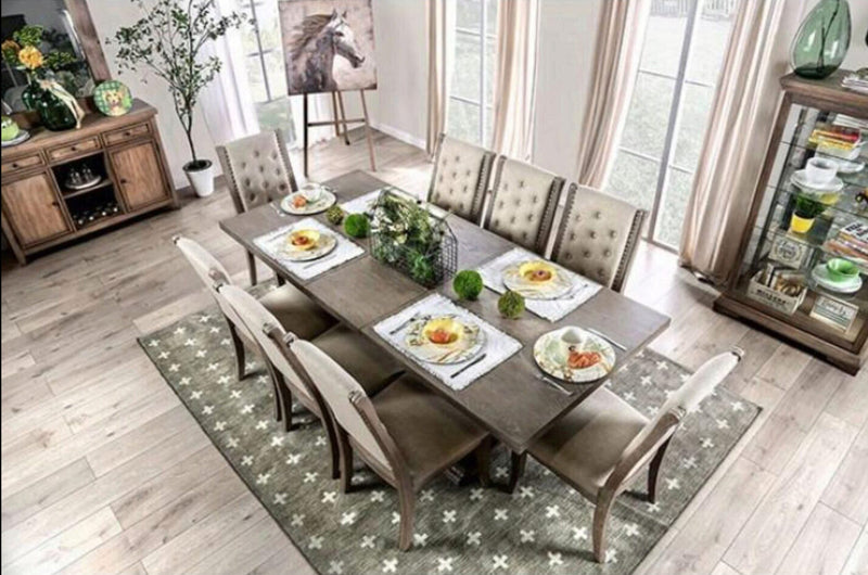 Patience Rustic Natural Tone & Beige 9pc Dining Room Set