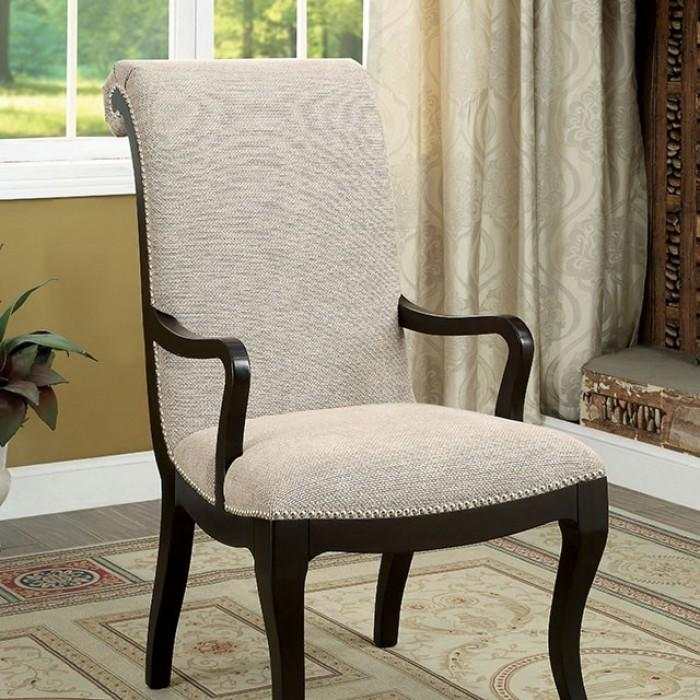 Ornette - Espresso & Beige - Arm Chairs (Set of 2) - Ornate Home