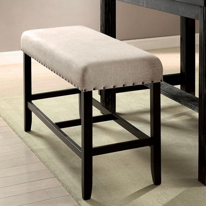 Sania Antique Black & Beige Counter Height Bench