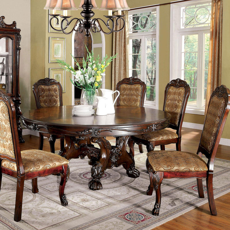 Medieve Cherry 7pc Round Dining Table Set