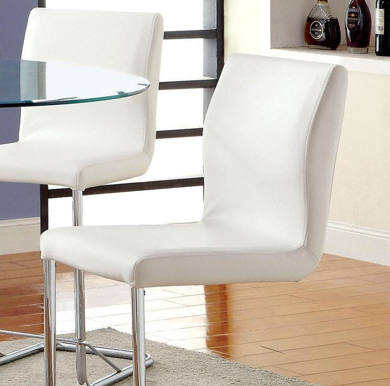 Lodia White & Chrome Counter Ht. Chair (Set of 2)