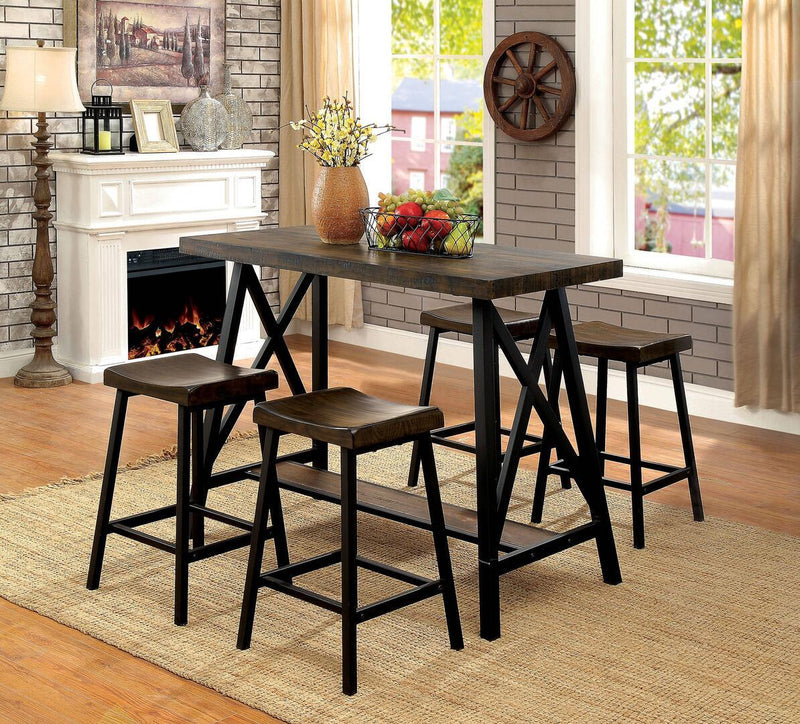 Lainey Medium Oak & Black Counter Ht. Stool (Set of 2)