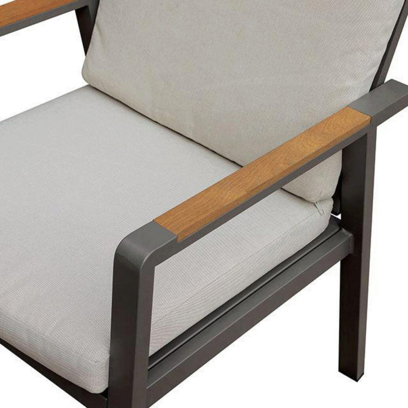 Alycia Beige & Gray Patio Arm Chairs (Set of 6)