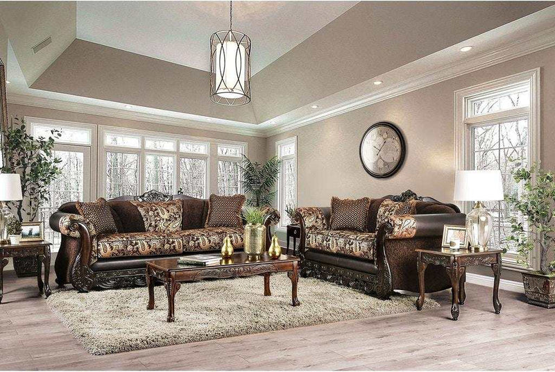 Newdale - Brown & Gold - Sofa - Ornate Home