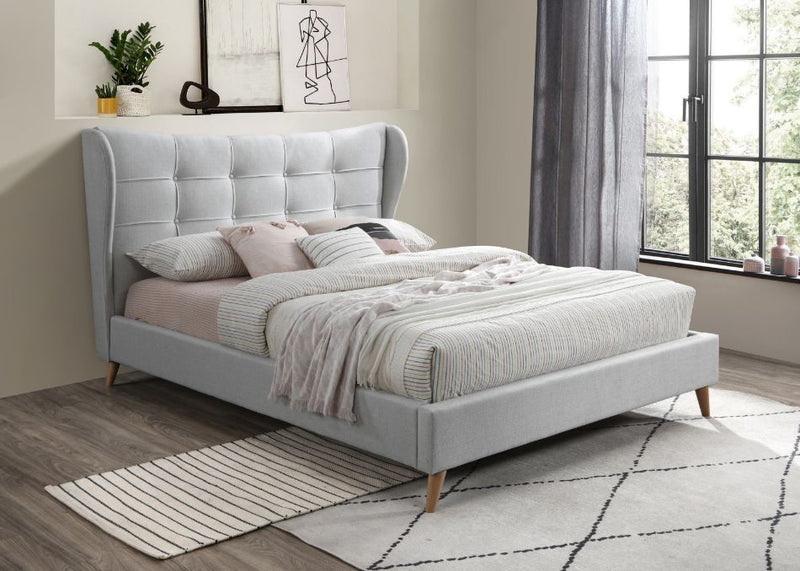 Duran Light Gray Fabric Upholstered Bed Frame