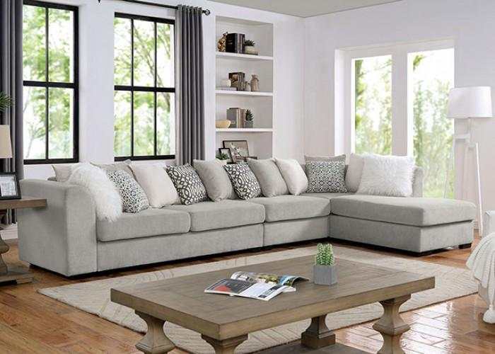 Leandra - Light Gray -  L Shape Sectional Sofa - Ornate Home