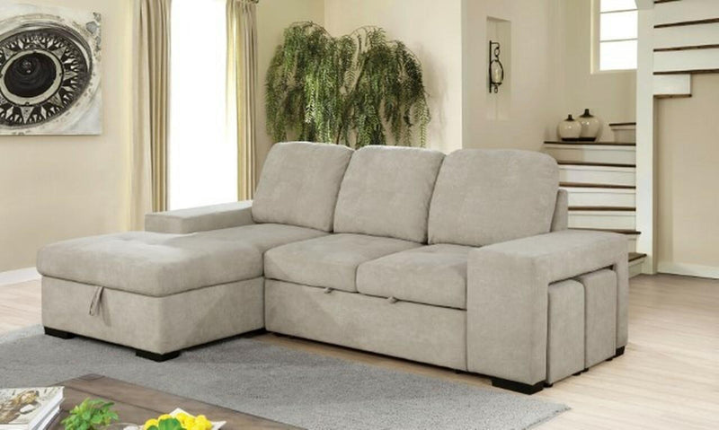 Jamiya - Light Gray -  Sleeper Sectional Sofa w/ Storage - Ornate Home