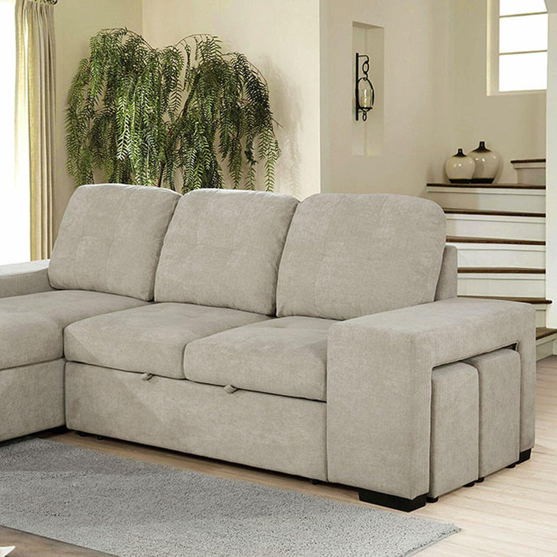 Jamiya - Light Gray -  Sleeper Sectional Sofa w/ Storage - Ornate Home