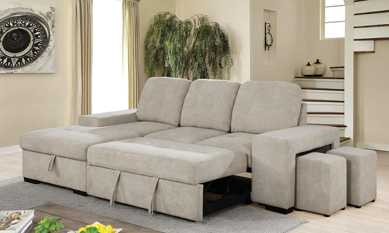 Jamiya - Light Gray -  Sleeper Sectional Sofa w/ Storage - Ornate Home