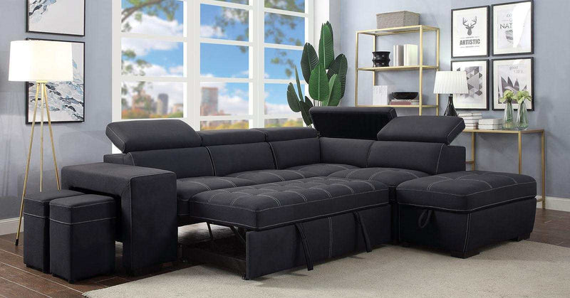 Athene - Graphite - L Shape Sectional Sleeper Sofa - Ornate Home